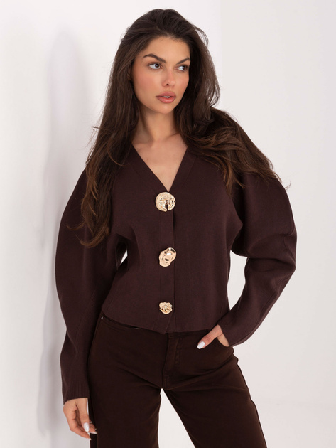 Czekoladowy sweter z zapięciem na zatrzaski