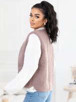 Ciemnobeżowa kamizelka teddy z guzikami 