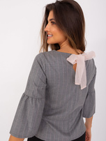 Hurt Szaro-jasnoróżowa bluzka wizytowa w paski