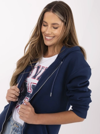 Granatowa rozpinana bluza oversize z kapturem