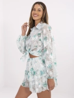 Miętowy dwuczęściowy komplet z haftem