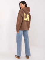 Ciemnobeżowa ocieplana bluza z kapturem