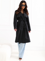 Czarny przejściowy trencz z kieszeniami RUE PARIS