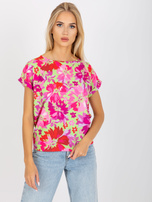Zielono-różowa letnia bluzka w kwiaty RUE PARIS