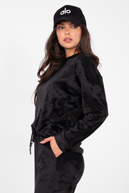 Czarny dwuczęściowy komplet z weluru