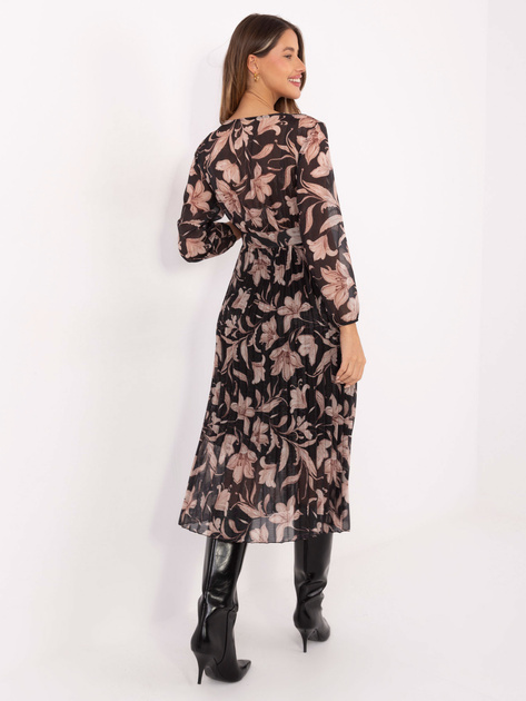 Czarna midi sukienka z kopertowym dekoltem