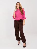 Ciemnoróżowy sweter oversize z domieszką alpaki