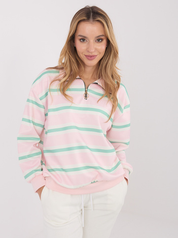 Jasnoróżowa damska bluza z kołnierzykiem