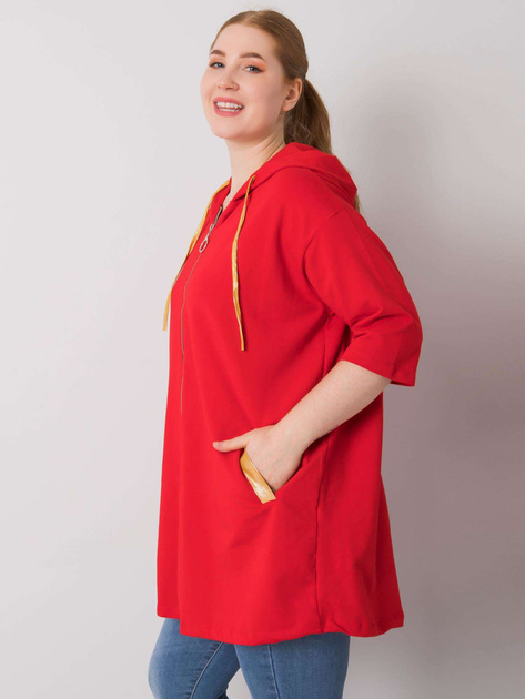 Czerwona bluza plus size na suwak Lounes