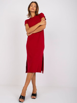 Bordowa sukienka midi na co dzień Liliane