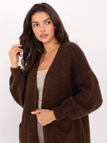 Chocolate long cardigan with wool.