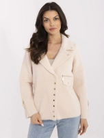 Jasnobeżowa kurtka alpaka z kieszeniami