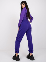 Ciemnofioletowe spodnie dresowe z kieszeniami RUE PARIS 