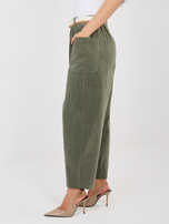 Khaki sztruksowe spodnie marchewki RUE PARIS 