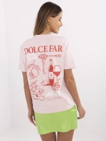 Light pink t-shirt with a print on the back SUBLEVEL.