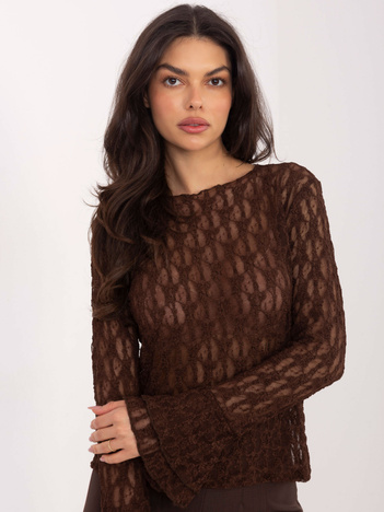Brązowa bluzka z rozkloszowanymi rękawami