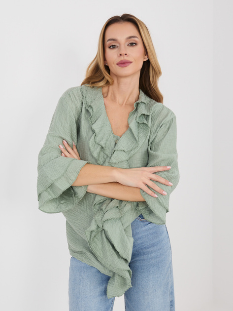 Khaki rozpinana koszula na lato