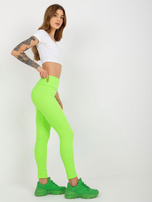 Hurtownia Fluo zielone codzienne legginsy basic w prążek