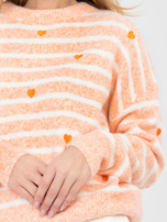 Pomarańczowy damski sweter z okrągłym dekoltem