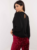 Hurtownia Czarna wizytowa bluzka z drapowaniem 