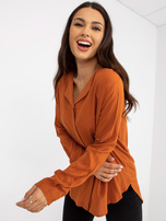 Hurtownia Jasnobrązowa bluzka koszulowa z wiskozy 