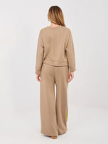 Ciemnobeżowy komplet z miękkiego materiału RUE PARIS 