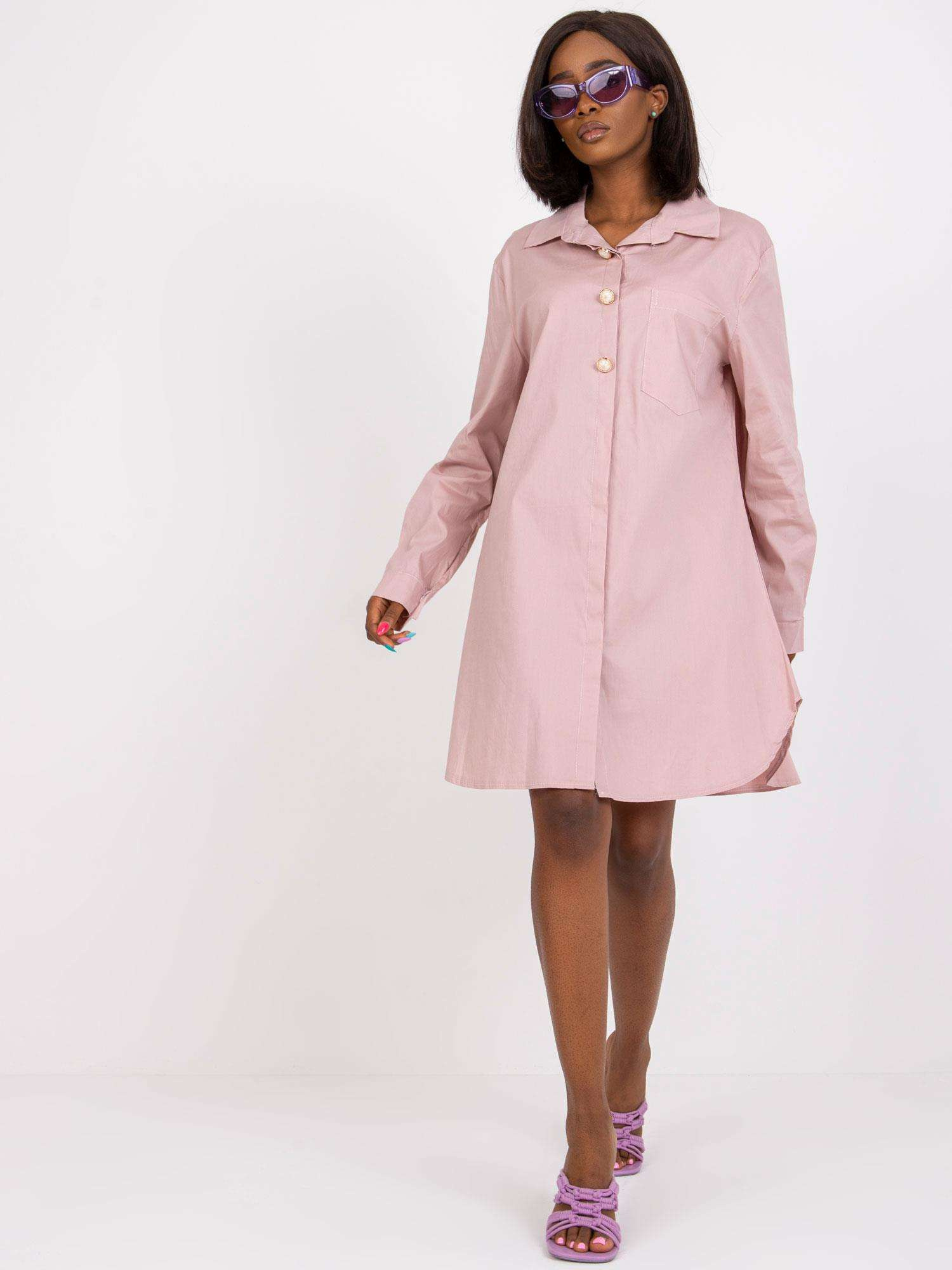 Dirty pink shirt for women with decorative buttons Noelle