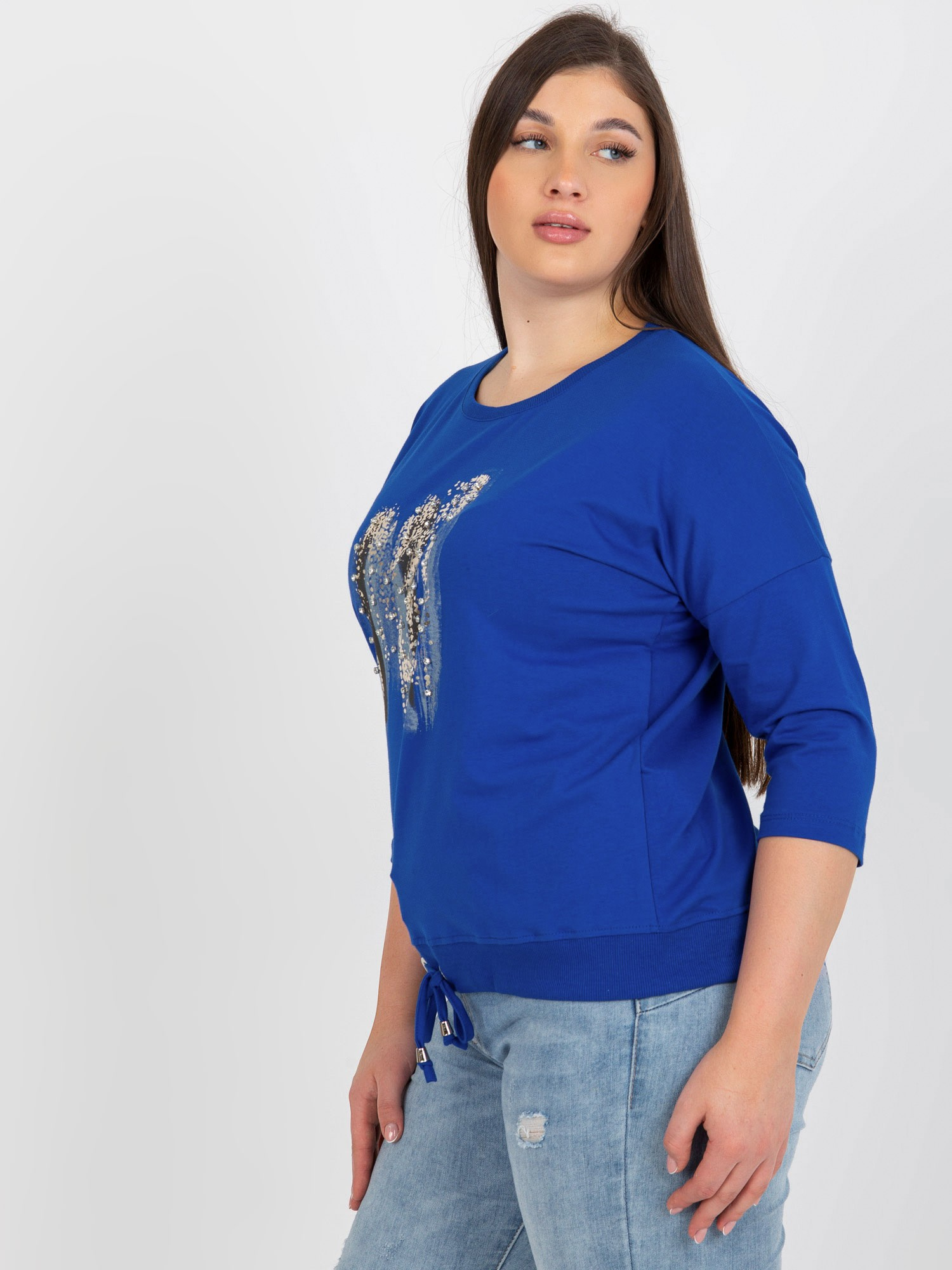Hurt Ciemnoniebieska bluzka plus size z rękawem 3/4