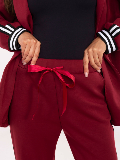 Bordowy casualowy komplet z lampasami RUE PARIS