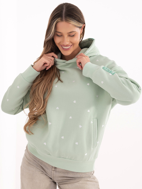 Pistacjowa dresowa bluza w serduszka