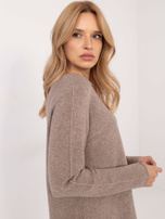 Hurtownia Ciemnobeżowy dwustronny sweter basic