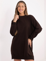 Czekoladowa dresowa sukienka basic z bawełny