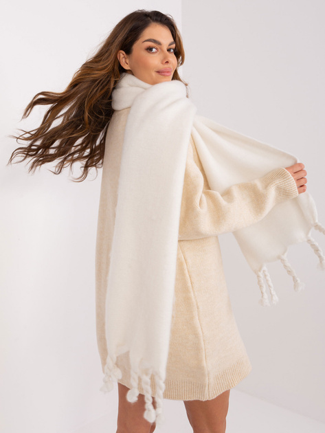 Hurtownia online Ecru długi szal z frędzlami