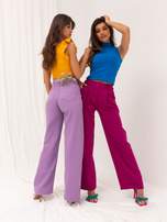 Hurt Fioletowe damskie szerokie spodnie jeansowe high waist