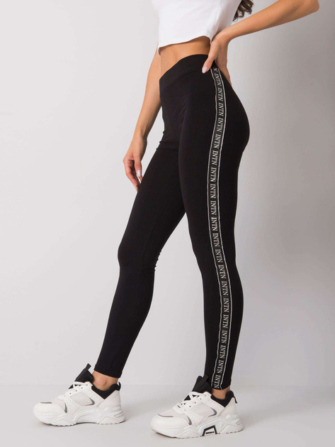 Czarno-srebrne legginsy z lampasami Akemi RUE PARIS