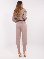 Hurt Ciemnobeżowe melanżowe dresowe spodnie z wiskozą