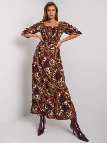 Burgundy maxi dress with flounce Adley