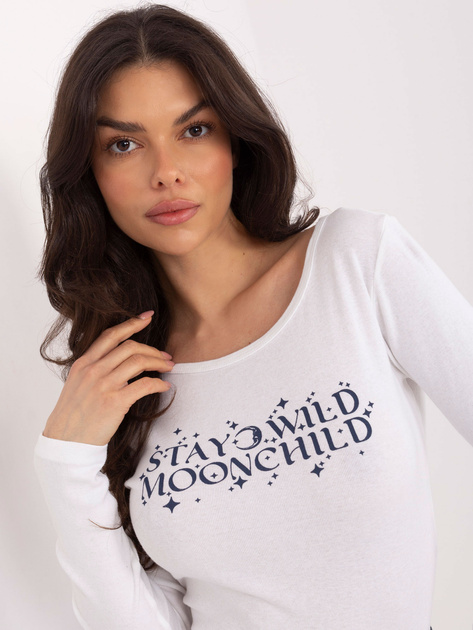 Ecru dopasowana bluzka z nadrukiem