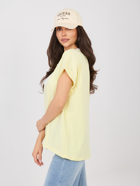 Jasnożółta casualowa bluzka z krótkim rękawem