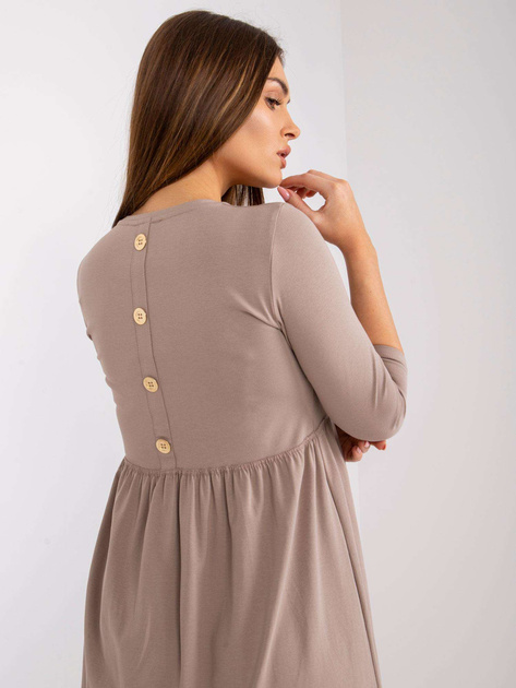 Ciemnobeżowa sukienka bawełniana z falbaną Surrey RUE PARIS
