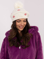 Hurtownia Ecru damska czapka zimowa z pomponem