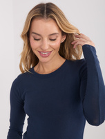 Granatowa bluzka basic z długim rękawem 