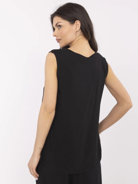 Czarna letnia bluzka damska z wiskozy SUBLEVEL