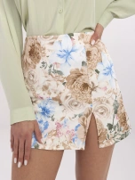 Beżowo-niebieskie eleganckie spódnico-szorty