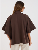 Brązowy płaszcz oversize z krótkimi rękawami RUE PARIS 