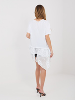 Biała długa bluzka oversize z haftem 