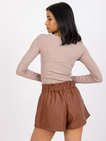 Brązowe szorty ze skóry ekologicznej Iwetta