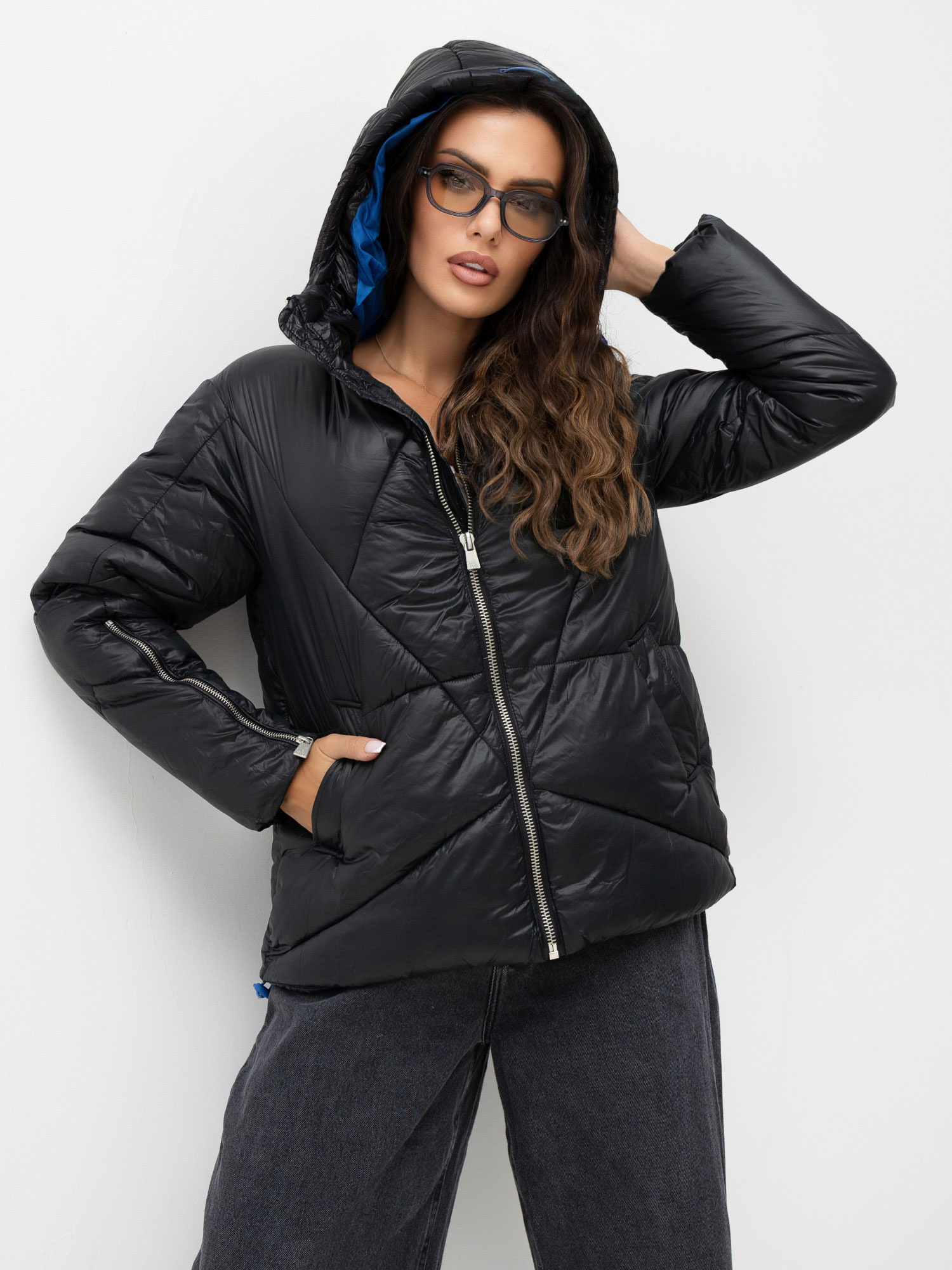 Black winter jacket with contrasting lining SUBLEVEL.