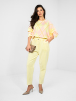 Pastelowe żółte sztruksowe spodnie z kieszeniami 