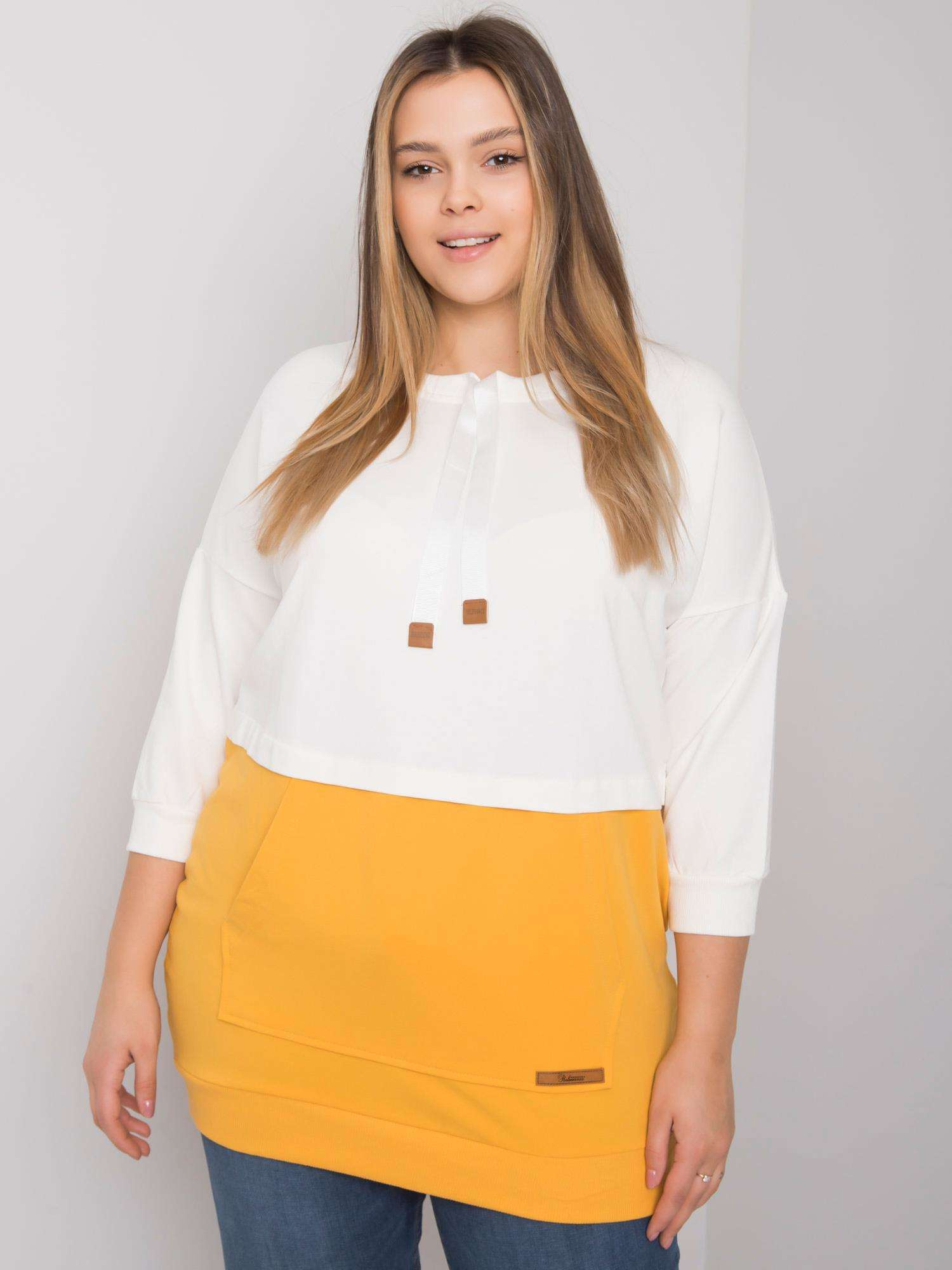 Ecru-gelbe Plus-Size Sweatshirt ohne Kapuze Sira.
